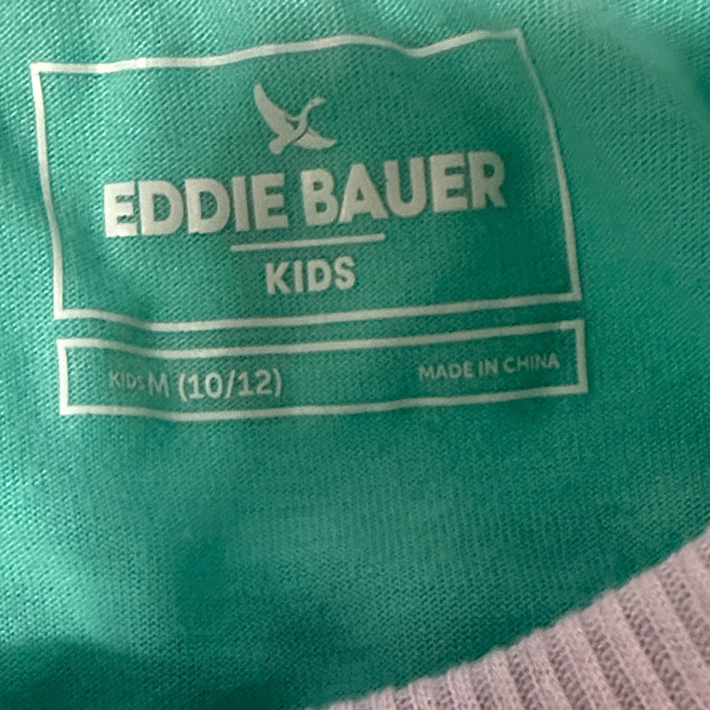 Girls size 10 lot Eddie Bauer Coral Pink & Teal Green Fleece Pajama Sets - Picture 5 of 7